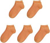 SERISIMPLE Viscose Bamboo School Socks Ankle Super Soft Kids Socks Stretch Cuffs Athletic Socks Odor Anti-odor 5 Pairs (Medium, Sunset orange)