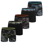 The Essentials Wardrobe Boys TEW 5 Pack Trunks - 10/11 YRS - Camo