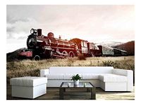 wall26 - Steam Train in A Open Countryside Transportation Concept - Removable Wall Mural | Self-Adhesive Large Wallpaper - 100x144 inches