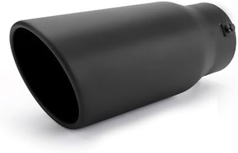 Richeer Adjustable 3-3.5 inch Inlet Exhaust Tip, 5" Outlet 12" Overall Length Stainless Steel Exhaust Tip Black Powder Coated Finish, for Vehicles with 3-3.5" O.D. Exhaust Tailpipe