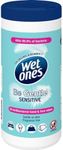 Wet Ones Be Gentle Sensitive Antibacterial Hand & Body Wipes Canister, 50 Wipes, Fragrance Free, Contains Aloe, Mild & Gentle Formula