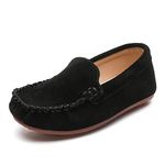 kkdom Boys Girls Moccasins Loafers Shoes Slip-on Flats Dress Shoes School Uniform Shoes Black Size 6.5 Toddler