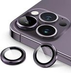 JETech Camera Lens Protector for iPhone 14 Pro 6.1-Inch and iPhone 14 Pro Max 6.7-Inch, 9H Tempered Glass Metal Individual Ring Cover, HD Clear, 1 Set (Deep Purple)