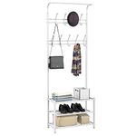 Yaheetech Coat Stand, Shoe and Coat Rack for Hallway, Free Standing Coat Stands with Shoe Storage for Hallway/Entryway/Living Room,187cm Height, White