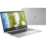 ASUS Chromebook CX1, 15.6" HD NanoEdge Display, Intel Celeron N4500 Processor, 128GB eMMC Storage, 8GB RAM, ChromeOS, Transparent Silver, CX1500CKA-AS01-CB