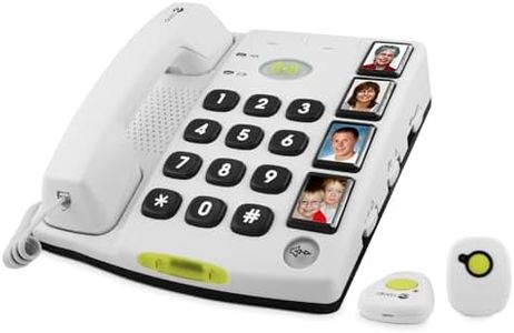 Doro Secure 347, téléphone Filaire simplifié avec Fonctions d'assistance, 2 télécommandes d'assitance avec décroché à Distance, mémoire directes avec Photo Son et Sonnerie amplifiés