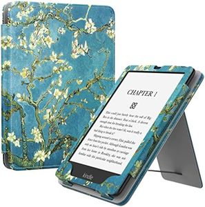 MoKo Custodia Compatibile con Kindle Paperwhite 11ª Gen. 2021 e 2022, Schermo da 6,8", Magnete Riattivazione e Standby, con Supporto Verticale e Cinturino per Presa a Mano, Albicocchi in Fiore
