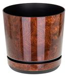 KORAD Wood Large Flower Indoor Plant Pot with Saucer Plastic Gloss Modern Decorative Planter with Drainage Holes, 6 Sizes, 25 colours (26 cm - 10.2 inch)