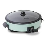 Dash Family Size Electric Skillet with 14 inch Nonstick Surface + Recipe Book for Pizza, Burgers, Cookies, Fajitas, Breakfast & More, 20 Cup Capacity, 1400-Watt - Aqua