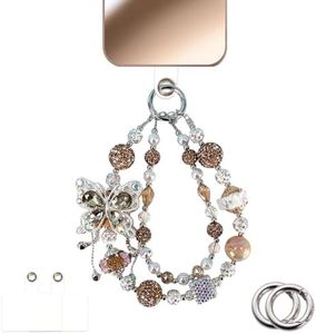 XODITO Champagne Butterfly Phone Charms Strap Jeweled phone wrist strap