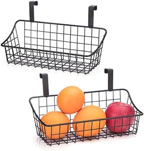 LeleCAT Basket with hook Grid Storage Basket, Hang it behind a door or on a railing, Over the Cabinet Door, Small, BLack,2 Pack