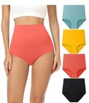 wirarpa Women's Cotton Knickers Super High waisted Briefs Ladies Underwear Full Coverage Panties Multicolor 4 Pack 2XL