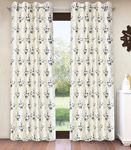 Home Sizzler 2 Pieces Bloom Burst Eyelet Polyester Door Opaque Curtains - 7 Feet, Grey