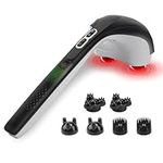 Snailax Cordless Handheld Back Massager with Heat,Deep Tissue Percussion Massager, 3 Sets of Dual Pivoting Heads,Rechargeable Hand Held Massager for Neck,Back Shoulder,Calf,Legs, Gifts for Women Men