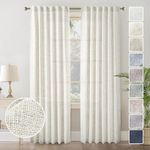 MEETBILY Curtains Panels for Back Tab Semi Sheer, Linen Textured Drapes Rod Pocket, Flax Curtains for Farmhouse/Bedroom/Living Room/Window (2-Pack, 50 x 96 inch, Natural)