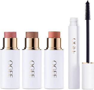 Ogee Volumizing Mascara & Face Stick Trio Bundle - Organic Black Mascara with Golden Contour Collection