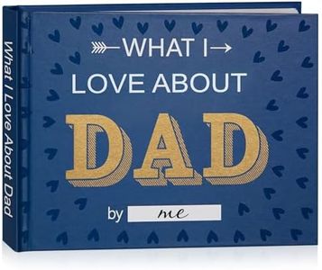Artmag What I Love about Dad, 50 Things Fill-in-the-Blank Journal Love Mini Book for Father's Day Birthday Christmas Gifts Book for Dad Blue