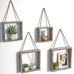 J JACKCUBE DESIGN Wall Decor Floating Hanging Square Shelves Wall Mounted Rustic Wood Cube Display Shelf Shadow Boxes Decorative Boho Home Décor for Living Room, Bedroom, Office, Set of 4 - MK571A