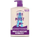Aussie Miracle Moist Detangling Conditioner 1000ml. Moisture-Quenching Formula to Revive and Restore Brittle & Dry Hair. Infused with Australian Macadamia Nut Oil. Vegan and Cruelty-Free