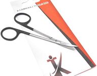 Super-Cut IRIS Micro Scissors 4.5" Curved with Single Serrated Blade, Black Rings, Stainless Steel