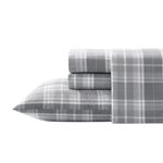 Laura Ashley Home - Sheets, Cotton Flannel Bedding Set, Brushed for Extra Softness & Comfort (Mulholland Plaid Grey, Queen)