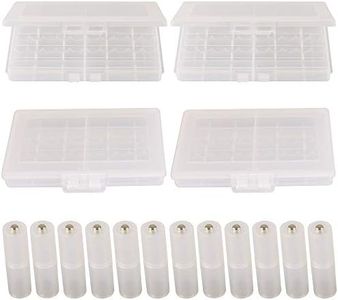 GTIWUNG 4Pcs AA/AAA Battery Storage Case Holder Box(10 Cell), Plastic Battery Case for Batteries and Rechargeable Batteries + 12Pcs AAA to AA battery Adapter Case with Metal Contacts on Bottom