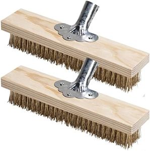 Scopa Metallica ​per Giardino 2 Pezzi scopa per esterni con ingresso per manico in legno ​forno pizza attrezzi scopa rigida pavimenti per Rimuovere Muschio da Giardino, Macchie Ostinate - 30cm