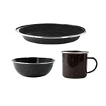 The Home Fusion Company Black Enamel Camping Equipment - Individual Mug Plate Bowl Or Set Hiking Fishing