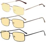 Eyekepper 3-Pack Reading Glasses Blue Light Blocking Metal Frame Computer Eyeglasses Yellow Tinted + 2.00