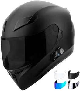 Bluetooth Motorcycle Helmet, Black (Large)