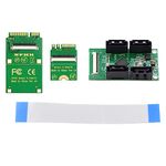 NFHK Mini PCI-E PCI Express & NGFF A+E Key to SATA 3.0 Four Ports Adapter Cable 6Gbps Hard Drive Extension Card for SSD