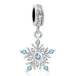 KunBead Jewelry Women Girls Blue Crystal Snowflake Dangle Charms for Bracelets Gift for Christmas