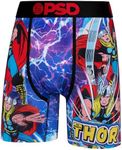 PSD Men's Marvel Print Boxer Briefs - 7 Inch Inseam Breathable and Supportive Men's Underwear with Moisture-Wicking Fabric, Thor Metal, Medium