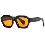 SHEEN KELLY Retro Thick Hexagon Rectangle Sunglasses For Women Men Trendy Classic Square Orange Lens Fashion 90s Glasses