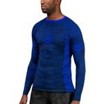 Hayabusa Ranked BJJ Rash Guard for Men Long Sleeve, Blue, XX-Large