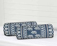 SkyKross - Everyday A New Thing Animal Print Bolster Cover 100% Cotton Set Of 2 Size | Round Decorative Pillow Cover For Diwan & Bedside | Masand Pillowcases (16 * 32) (Darkblue), 144 TC