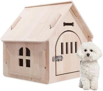 SEMBOVI Dog House Indoor with Door for Small Medium Dogs, Small Dog House Breathable Weatherproof, Easy Assemble Solid Wood Dog House with Air Vents and Elevated Floor(15.35" W x 15.75" D x 16.93" H)