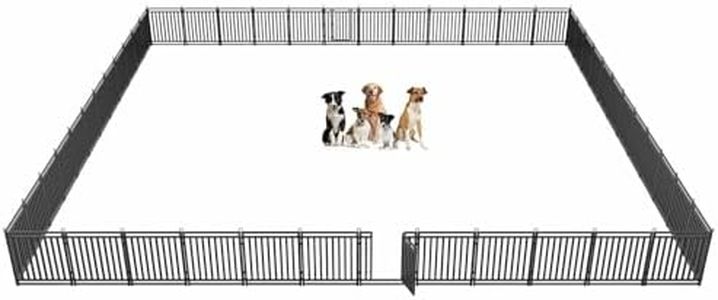 Petorldog Dog Fence Outdoor Indoor, 32" Inch Height 48 Panels Dog Playpen for Large/Medium/Small Dogs Metal Dog Pen for Yard Camping and RV | Black-Silver