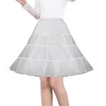 SHIMALY Women's 50s Vintage Rockabilly Petticoat 26" Length Net Underskirt (S-M,Ivory)