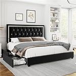 HITHOS Queen Size Bed Frame with 4 