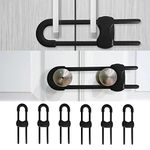 Sliding Cabinet Locks, U-Shaped Child Safety Locks, Multifunctional Cabinet Handle Lock for Drawers (6PCS Black)