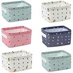 JSJSYO 6 Packs Fabric Storage Bins Foldable Cube Storage Baskets Collapsible Resistant Fabric Shelf Box Organiser Waterproof for Desk Storage,Bathroom, Makeup, Books, Nursery, Playroom (B-7.7''x6.7''x3.5'')