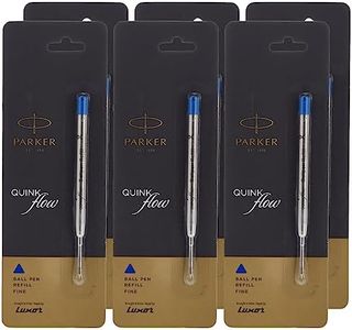 Parker Ball Point Pen Refills, Fine Point, Blue Ink, Pack of 6