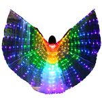 LAMF LED Belly Dance Wings with Telescopic Stick Light Up Butterfly Wings Glowing Performance Clothing for Carnival, Stage, Halloween Christmas Party