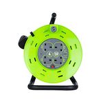 New Extension Reel 2/4 Way Socket 5/10/15/18/20/25m Metre Lead Cable 13amp UK (4 Gang 50 Metre Green)