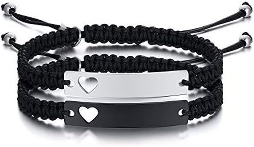 VNOX Couple Bracelets Personnaliser/Couple Bracelets Magnétiques Attrayants Bracelets pour Hommes Femmes/Soeur Famille Bracelets