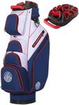 Shopsource Golf Bag, 14 Way Top Golf Cart Bag with Full-Length Dividers, Cart Golf Bag for Men Women, Golf Club Bags with Ergonomic Padded Strap, Zippered Pockets, Rain Hood Red and Blue