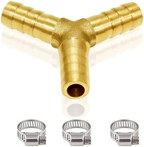 Joywayus 3/8" Hose Barb Y Shaped 3 Way Union Fitting Intersection/Split Brass Water/Fuel/Air