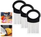 Upgrade Onion Holder for Slicing, Stainless Steel Lemon Slicer Onion Cutter for Slicing, Vegetable Cutter for Potato and Tomato, Avocados, Eggs, Meat, Kitchen Chopper Slicings Tool (Round, 3PCS)