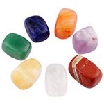 mookaitedecor Natural 7 Chakra Crystals Stones Set, Tumbled Polished Worry Stone Healing Crystals Set for Balancing Meditation Grounding Reiki